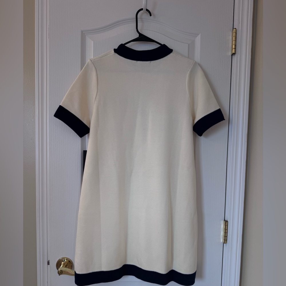 Tuckernuck Merritt Knit Sweater Dress Off White Navy Trim NWT Size Small - Picture 3 of 5